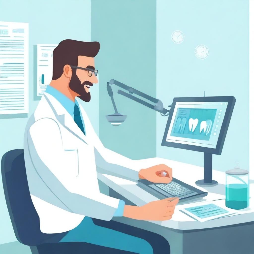 An illustration showing a dentist interpreting lab test results