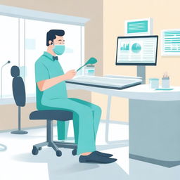 An illustration showing a dentist interpreting lab test results