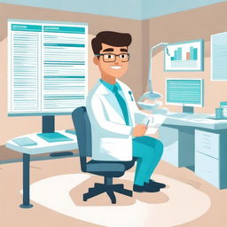 An illustration showing a dentist interpreting lab test results