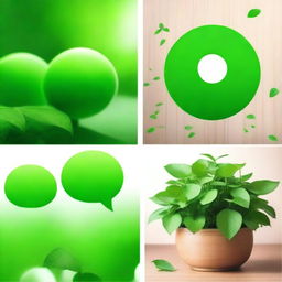 Generate four images for WeChat profile pictures with a primary color of green (occupying more than 50%)