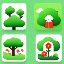 Create four WeChat profile pictures with a primary color scheme of green (covering more than 50%)