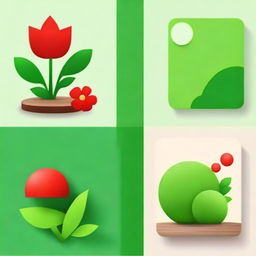 Create four WeChat profile pictures with a primary color scheme of green (covering more than 50%)