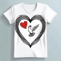 Design a T-shirt with the theme 'Return to the First Love', symbolizing the love for God