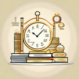 An image depicting the visual equation of success, combining three essential elements: time, knowledge, and wealth