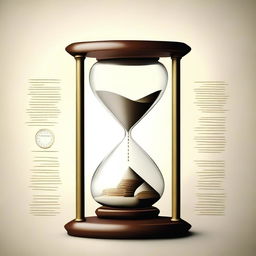 Create an image that uses simple shapes to symbolize the concepts of time, knowledge, and wealth