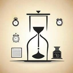 Create an image that uses simple shapes to symbolize the concepts of time, knowledge, and wealth