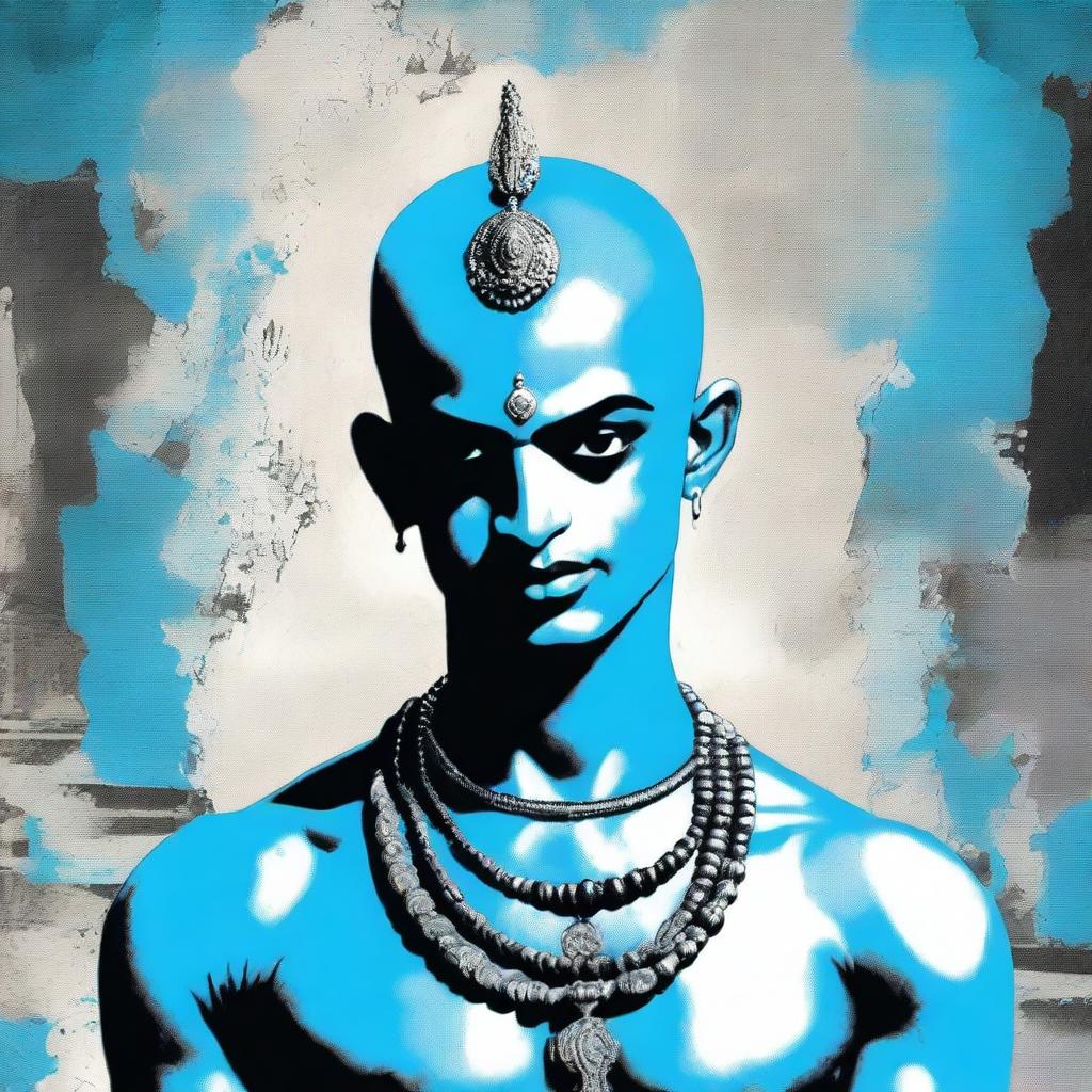 A controversial and provocative depiction of the Hindu deity Krishna as a skinhead