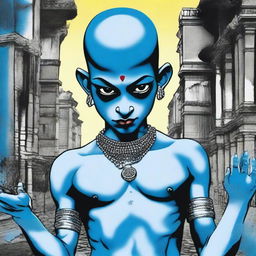 A controversial and provocative depiction of the Hindu deity Krishna as a skinhead