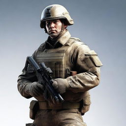 A realistic image of a soldier wearing a transparent uniform and holding a rifle