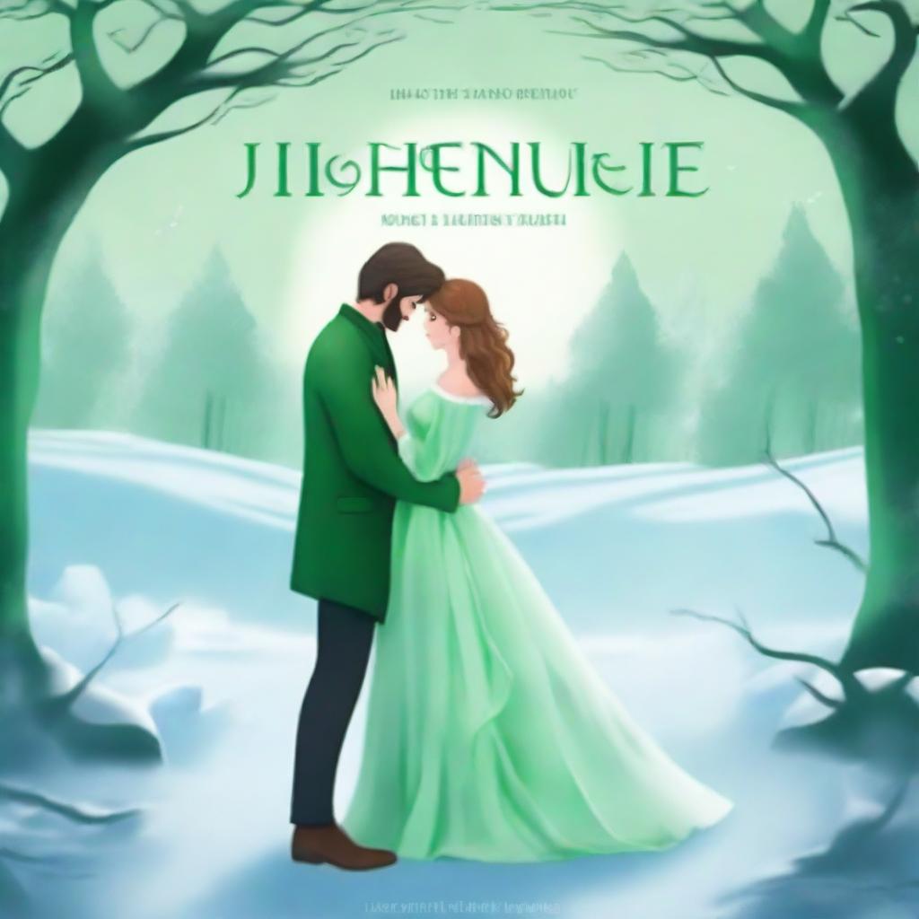 A romantic book cover featuring a scene where two characters, Ice and Green, are meeting for the first time