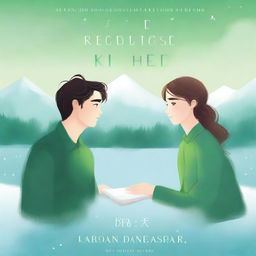 A romantic book cover featuring a scene where two characters, Ice and Green, are meeting for the first time