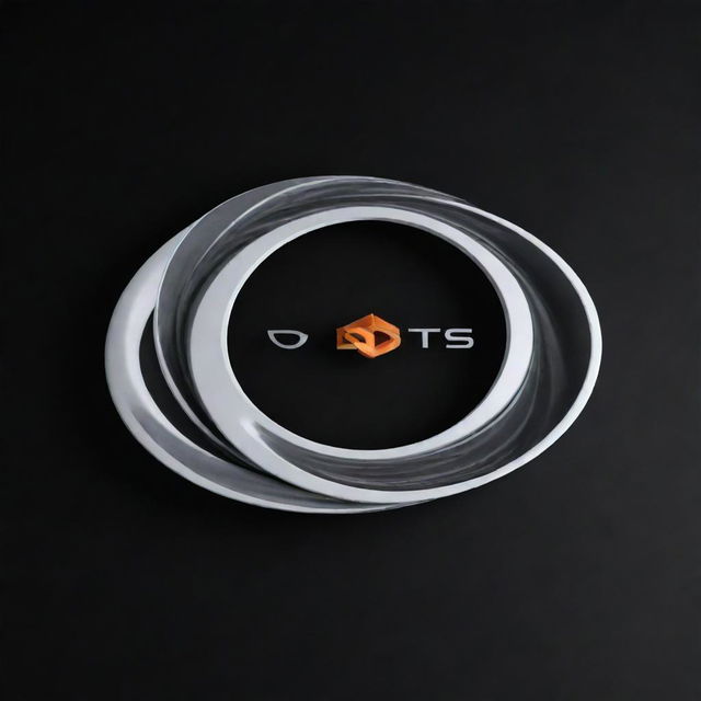 A 3D model of the DTS sound logo, surrounded by realistic waves of sound emanating outwards, on a black background.