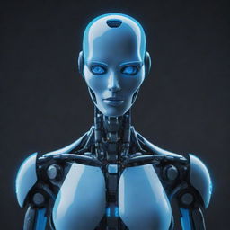 A conceptual representation of artificial intelligence, depicted as a futuristic, sleek robot with neon blue detailing.