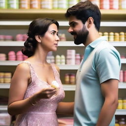 Beatriz and Lucas meet for the first time in a small boutique while Beatriz is shopping for a dress and Lucas is buying ice cream