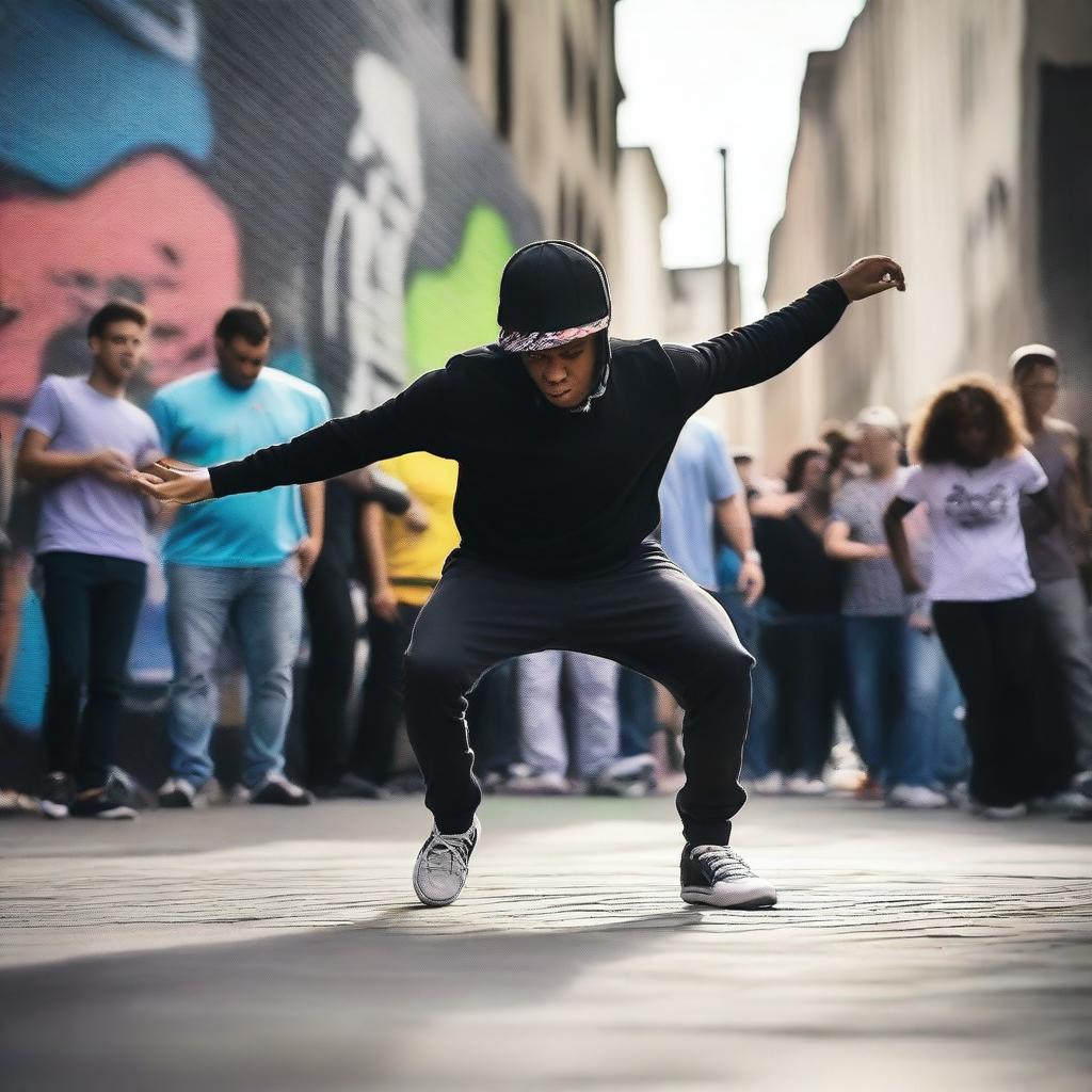 An image of a person breakdancing in an urban setting