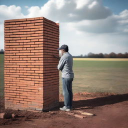 An image of a person building a brick wall around themselves