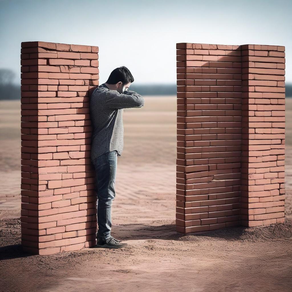 An image of a person building a brick wall around themselves