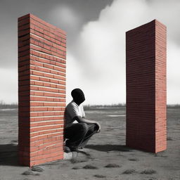 An image of a person building a brick wall around themselves