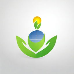 A logo design for a solar product company, primarily featuring a leaf to symbolize nature and incorporating elements of electric energy