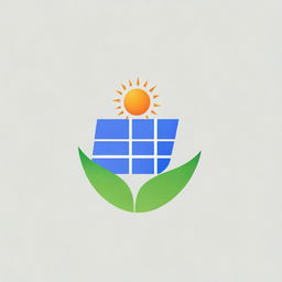 A logo design for a solar product company, primarily featuring a leaf to symbolize nature and incorporating elements of electric energy