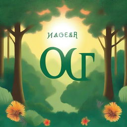 An enchanting cover depicting a lush forest scene with trees forming the letters of the title amidst a sunrise or sunset backdrop