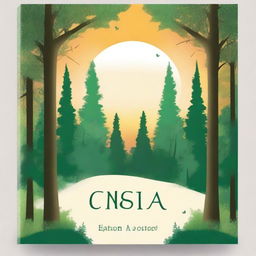 An enchanting cover depicting a lush forest scene with trees forming the letters of the title amidst a sunrise or sunset backdrop