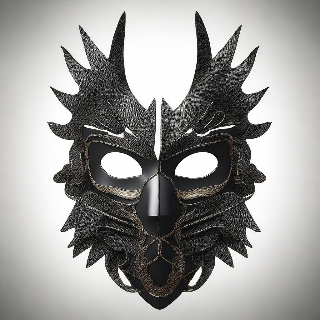 A detailed illustration of a leather mask with multiple zippers