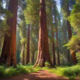 A majestic sequoia tree standing tall in a serene forest