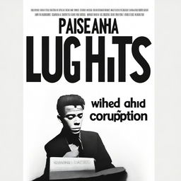 A book cover featuring a blacked-out image of an audience with a man in the center stage under a spotlight