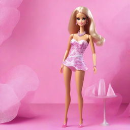 A depiction of Barbie wearing stylish and elegant lingerie, posed in a tasteful and sophisticated manner