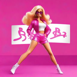 A depiction of Barbie twerking in a lively and energetic manner, emphasizing her dance moves in a fun and stylish way