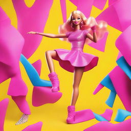 A depiction of Barbie twerking in a lively and energetic manner, emphasizing her dance moves in a fun and stylish way