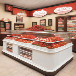 A beautifully designed storefront display for a point of sale specializing in strawberries with cream