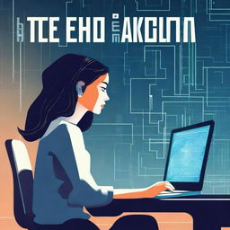 A book cover for 'The Echo in the Algorithm' featuring a worried woman sitting beside a computer