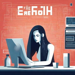 A book cover for 'The Echo in the Algorithm' featuring a worried woman sitting beside a computer