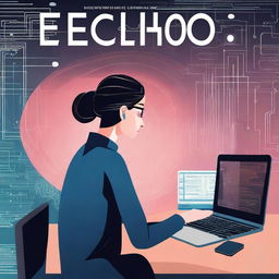 A book cover for 'The Echo in the Algorithm' featuring a worried woman sitting beside a computer