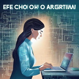 A book cover for 'THE ECHO OF ALGORITHM' featuring a woman intently working on a computer