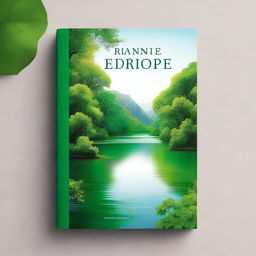 A book cover featuring a serene nature scene with lush green forests, a flowing river, and a clear blue sky