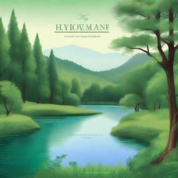 A book cover featuring a serene nature scene with lush green forests, a flowing river, and a clear blue sky