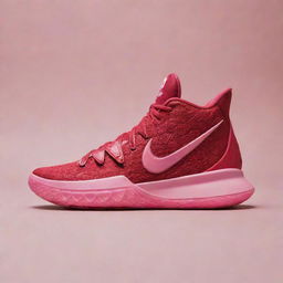 Kyrie 8 Infinity Valentine, a basketball shoe featuring heart-shaped designs, Infinity symbol details and vibrant hues of red and pink, indicating it's a special Valentine edition.