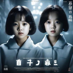 A movie poster featuring Korean twins, one boy and one girl, both 13 years old, who are immortal and subjected to experiments