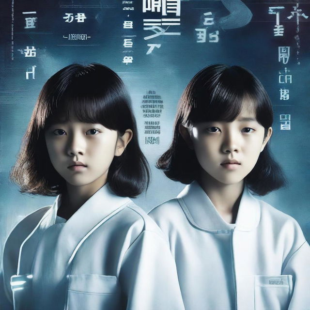 A movie poster featuring Korean twins, one boy and one girl, both 13 years old, who are immortal and subjected to experiments