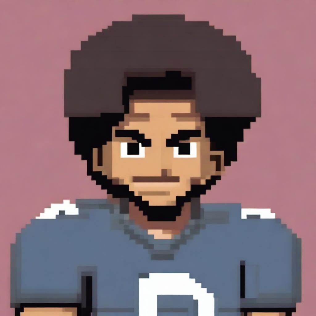 Create a 16-bit pixel art image of a football player looking directly at the camera