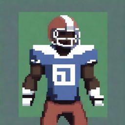 Create a 16-bit pixel art image of a football player looking directly at the camera