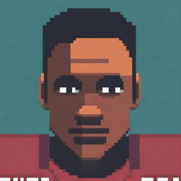 Create a 16-bit pixel art image of a football player looking directly into the camera without wearing a helmet