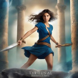 A captivating book cover for a prequel to the Percy Jackson series, focusing on Thalia