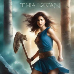 A captivating book cover for a prequel to the Percy Jackson series, focusing on Thalia