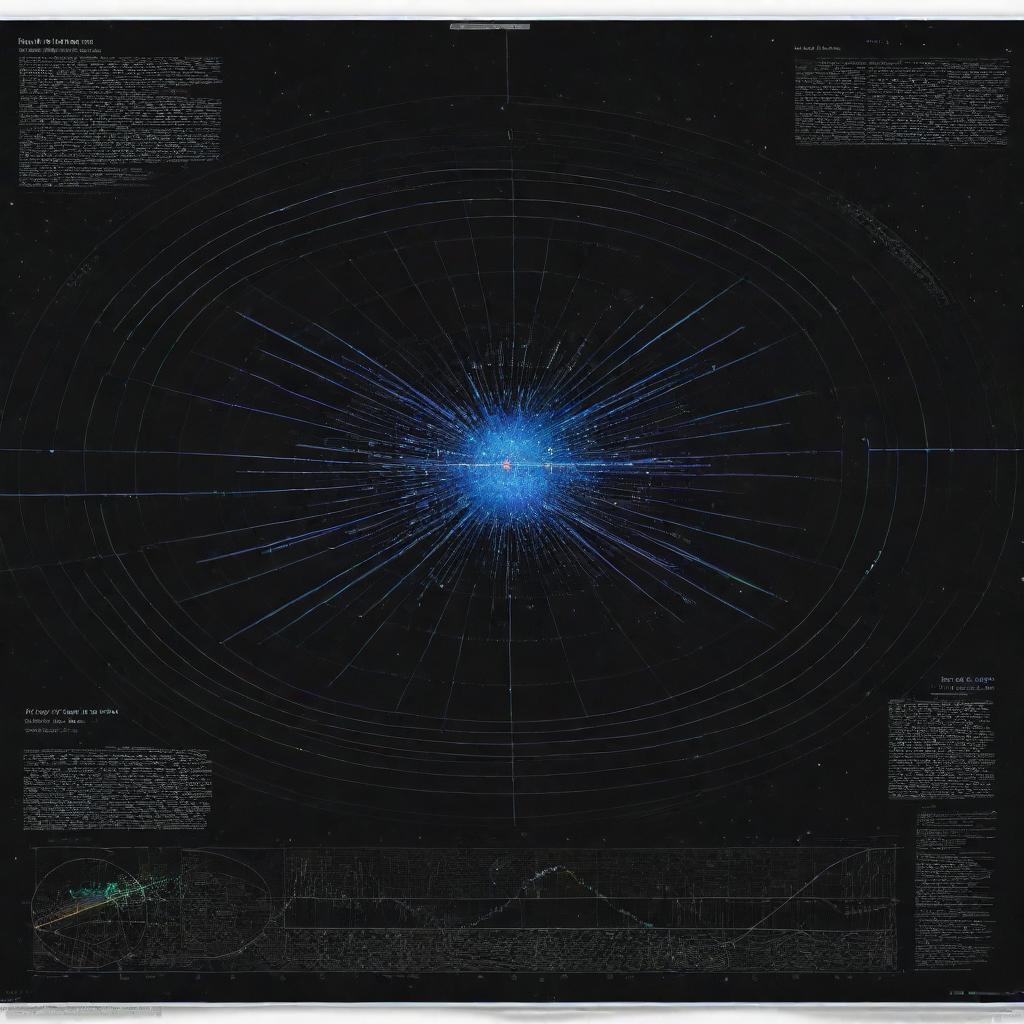 A detailed, high-tech research poster showcasing a pulsar, complete with intricate diagrams, equations, and bright, luminous illustrations of the pulsar itself, all branded with the GBPREP tag