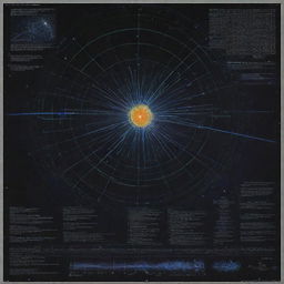 A detailed, high-tech research poster showcasing a pulsar, complete with intricate diagrams, equations, and bright, luminous illustrations of the pulsar itself, all branded with the GBPREP tag