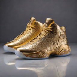 The most expensive basketball shoes, bedazzled with premium materials like top-grade leather, and accented with decorative elements such as precious jewels, gold detailings and a signature from a legendary basketball player.